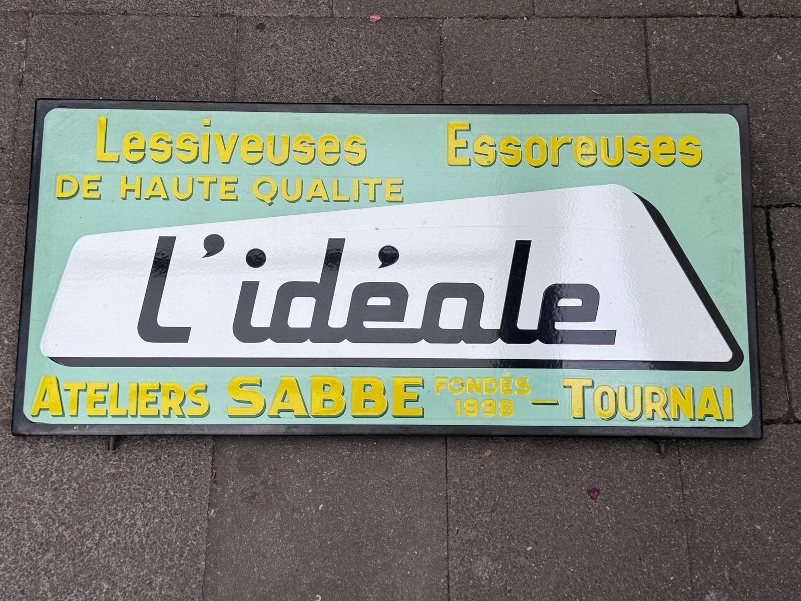 Antiek oud emaille reclamebord wamachine fabriek Doornik, Enlèvement, Comme neuf