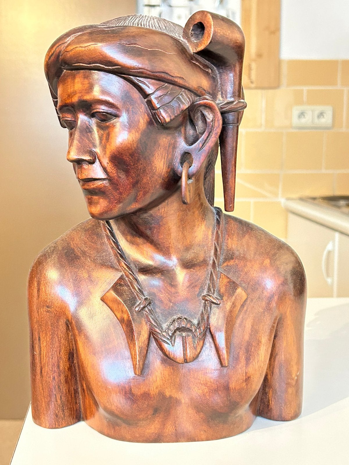 Antiek Philipijns beeld, Statue, Bois, Brun, Fait main