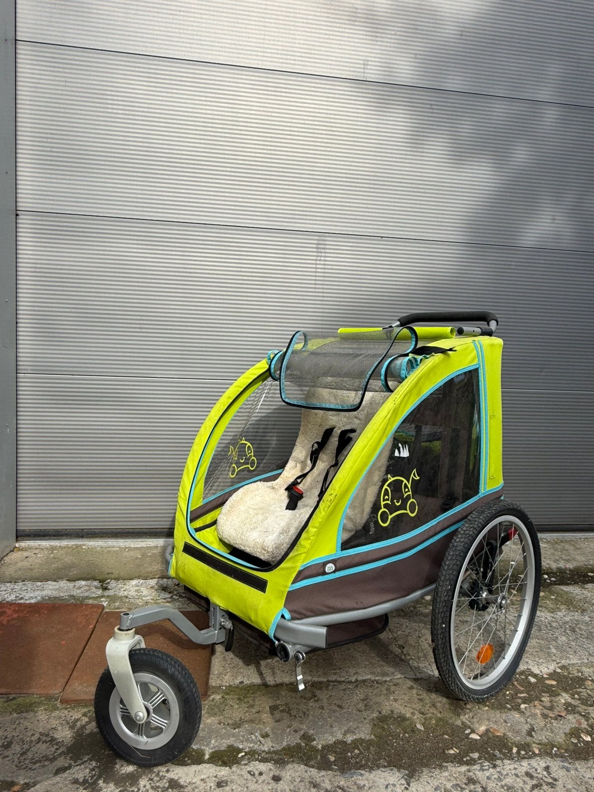 Fietskar voor 2 kinderen + buggyfunctie, Fietsen en Brommers, Ophalen, Gebruikt, Kinderkar, Opvouwbaar
