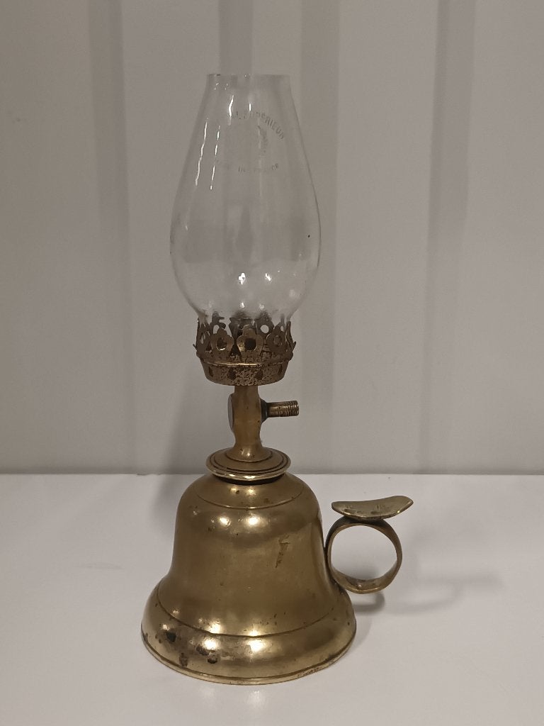 Lampe à huile en cuivre antique, Enlèvement ou Envoi