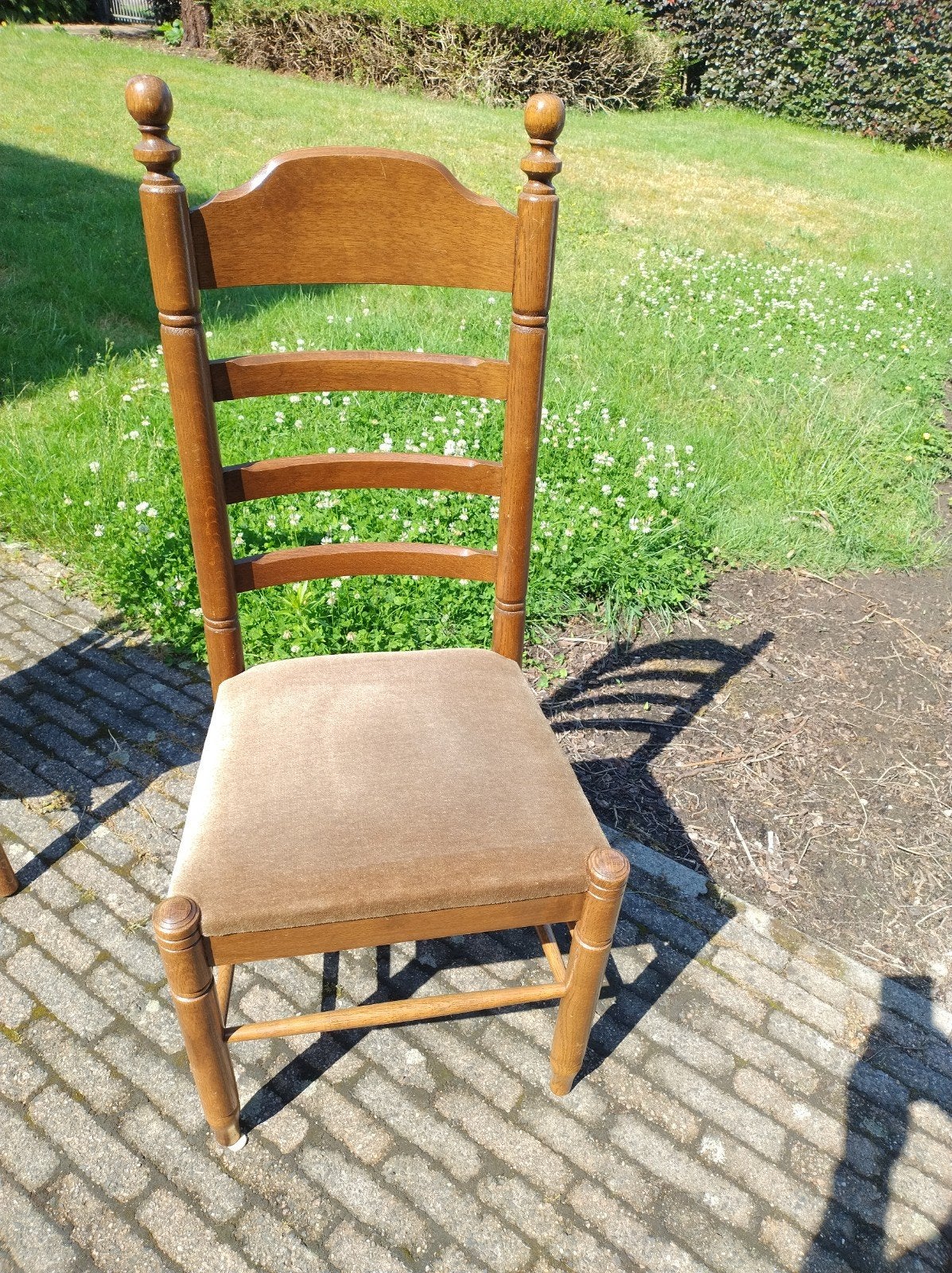 6x houten stoel met stoffen zitting, Antiek en Kunst, Ophalen