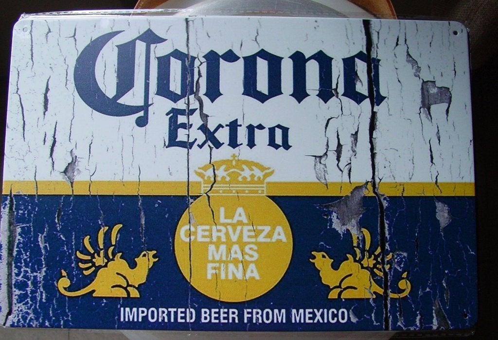 CORONA REKLAME METAAL, Verzamelen, Biermerken, Ophalen of Verzenden