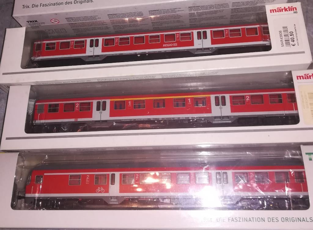 Set  3 personenwagens TRIX Marklin DB AG REGIO ZÜG DC, Hobby en Vrije tijd, Modeltreinen | H0, Gebruikt, Treinset, Gelijkstroom