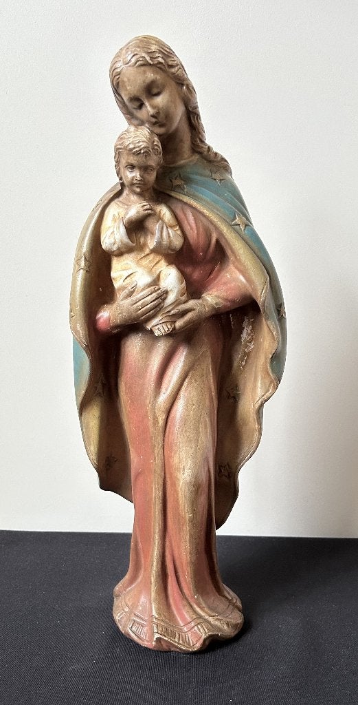Heel mooi beeld : Maria met Jezus - 43cm - Gips, Antiek en Kunst, Ophalen of Verzenden