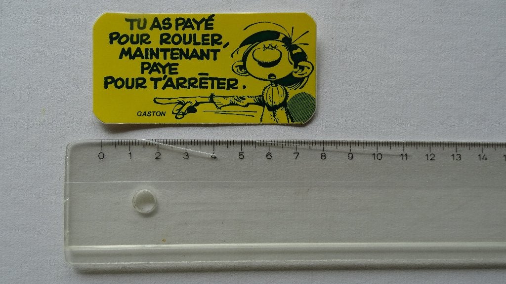 Autocollant Gaston Lagaffe, Collections, Personnages de BD, Enlèvement, Gaston ou Spirou, Comme neuf, Image, Affiche ou Autocollant