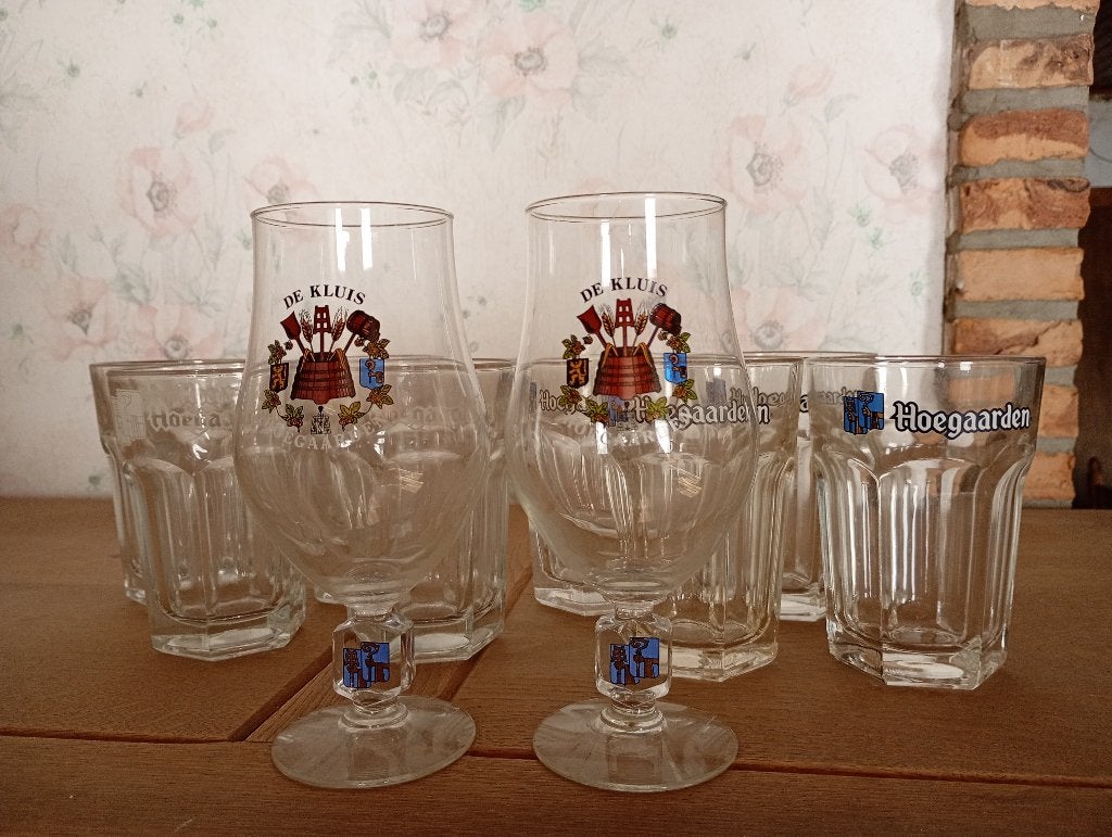 Lot van 10 Hoegaarden glazen 3 verschillende soorten, Verzamelen, Ophalen, Zo goed als nieuw, Bierglas