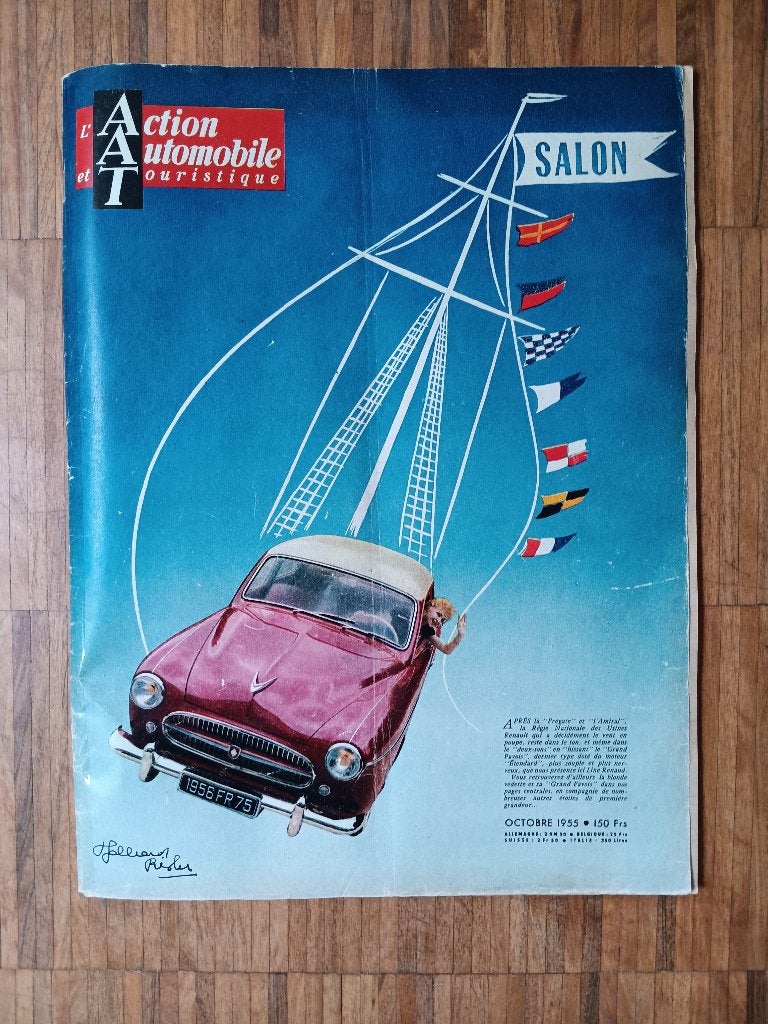 Ancien magazine automobile de 1955 avec de beaux imprimés, Livres, Journaux & Revues, Enlèvement ou Envoi, Utilisé, Sports et Loisirs