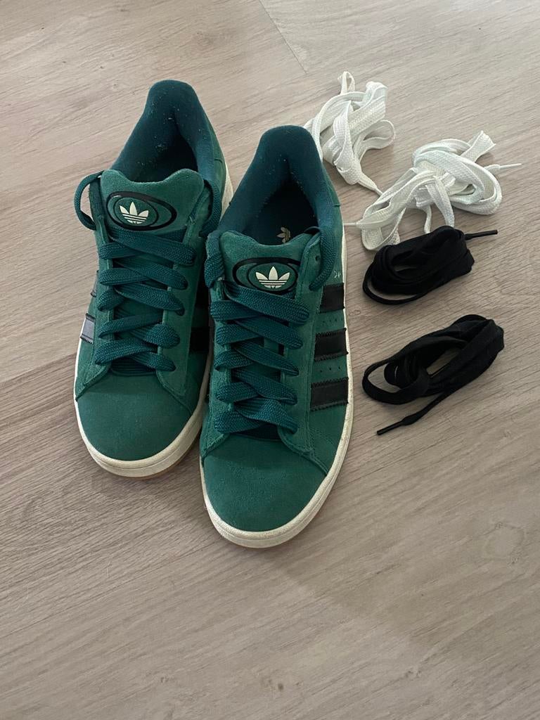 Schoenen Adidas campus groen/zwart + zwarte en witte veters, Neuf, Autres couleurs, Enlèvement, Baskets