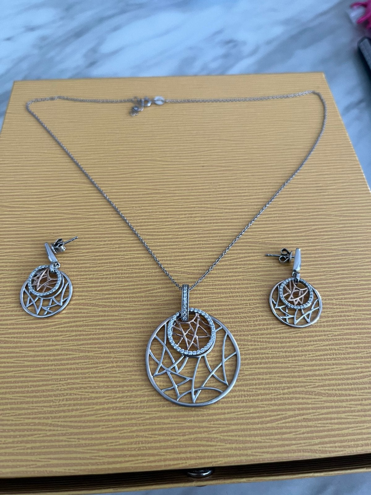 Zilveren rose set 925, Handtassen en Accessoires, Kettingen, Ophalen of Verzenden, Zo goed als nieuw, Zilver