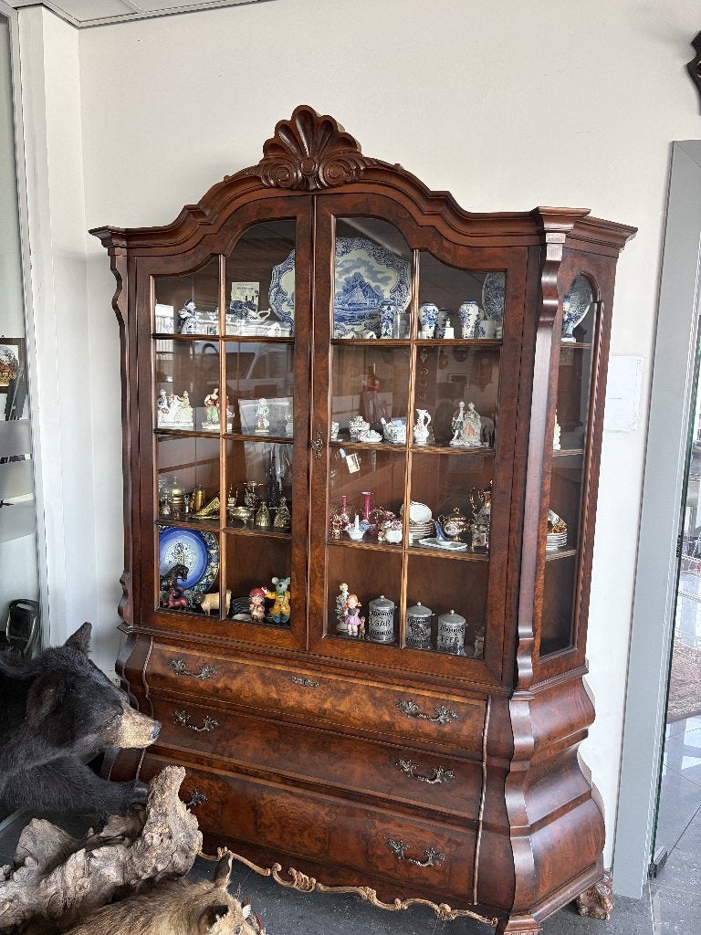 vitrine kast, Huis en Inrichting, Kasten | Vitrinekasten, Gebruikt, Met lade(s), Kersenhout, Antiek