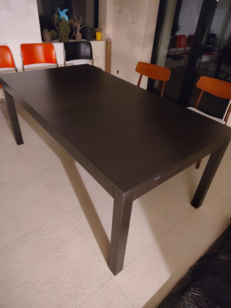 Ikea eettafel Bjursta uitschuifbaar, zwart, 95x175(+2x40)x74, Maison & Meubles, Tables | Tables à manger, Comme neuf, 50 à 100 cm