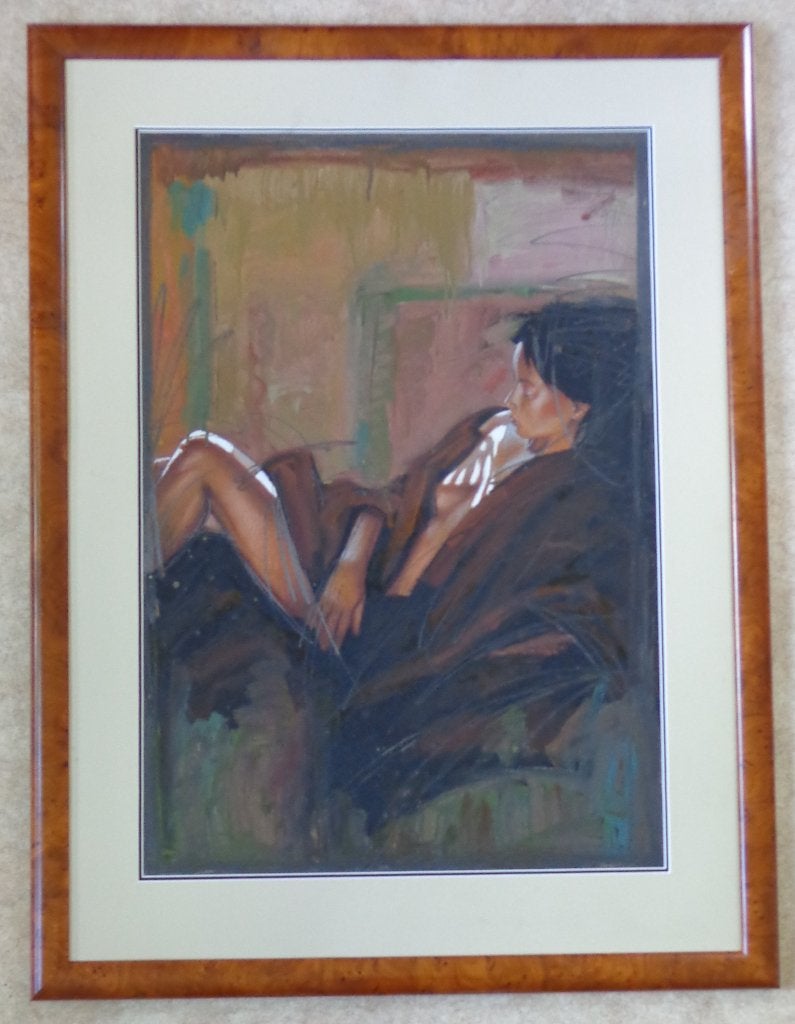NICO VRIELINK / HALFNAAKTE VROUW / OLIEVERF / 127x96cm KADER, Enlèvement, Verre, Signé, Peinture à l'huile