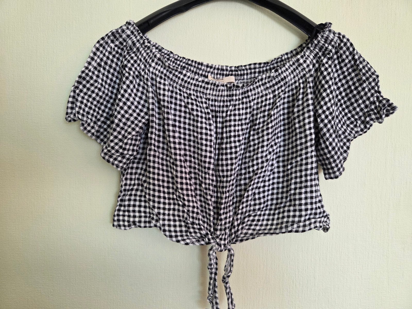 Crop top van Pull&Bear, zwart-wit, maat S, Kleding | Dames, Topjes, Meerkleurig, Ophalen of Verzenden, Korte mouw, Gedragen