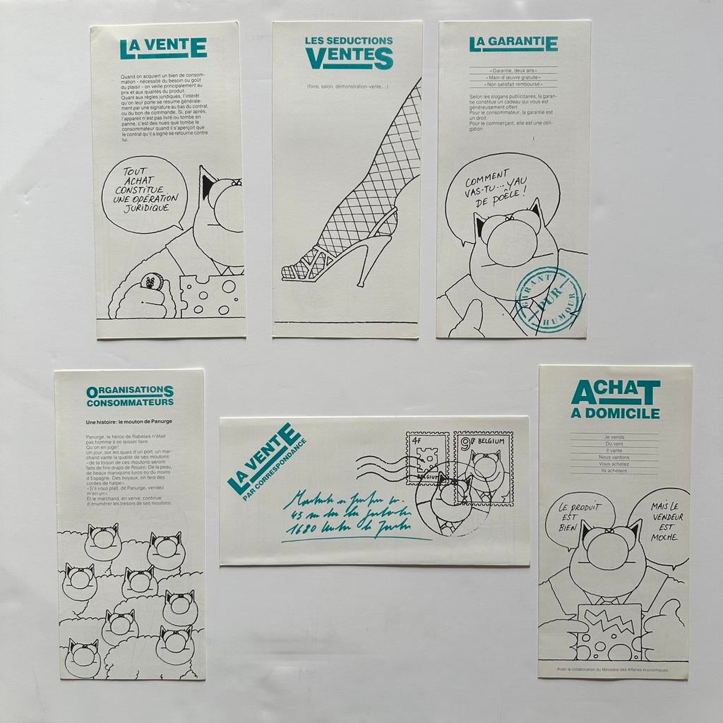 Philippe Geluck : folders Le Chat pour le CRIOC 1986, Envoi, Autres personnages, Comme neuf, Image, Affiche ou Autocollant