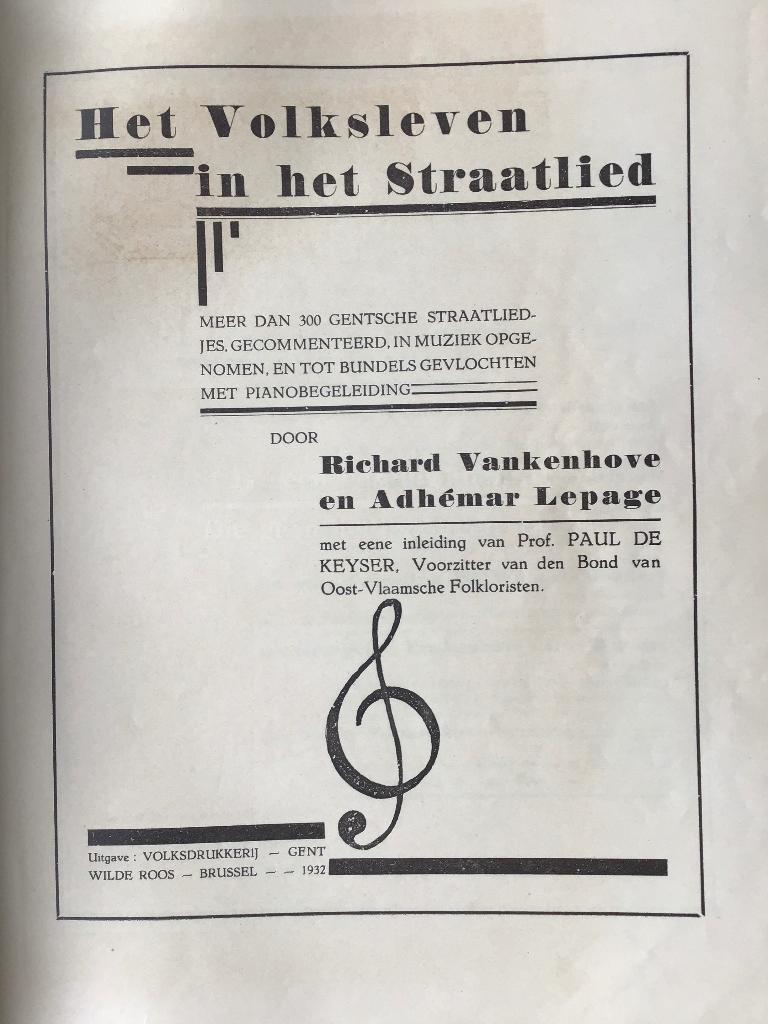 Het Volksleven in het Straatlied 1932 Gent, Ophalen of Verzenden, Gelezen