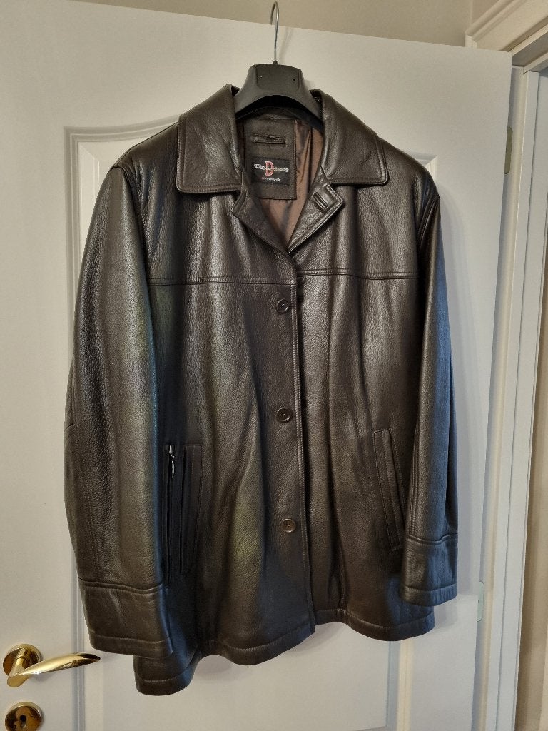 Lederen heren Jas te KOOP, Ophalen, Zo goed als nieuw, Maat 48/50 (M), Bruin