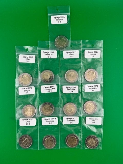 Herdenkingsmunten Spanje en Italy UNC, Ophalen of Verzenden, Spanje, 2 euro, Losse munt