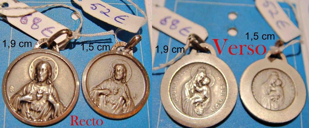 Médaille Sacré Coeur + Vierge, scapulaire, argent 925, NEUVE, Neuf, Enlèvement ou Envoi, Autres représentations, Argent