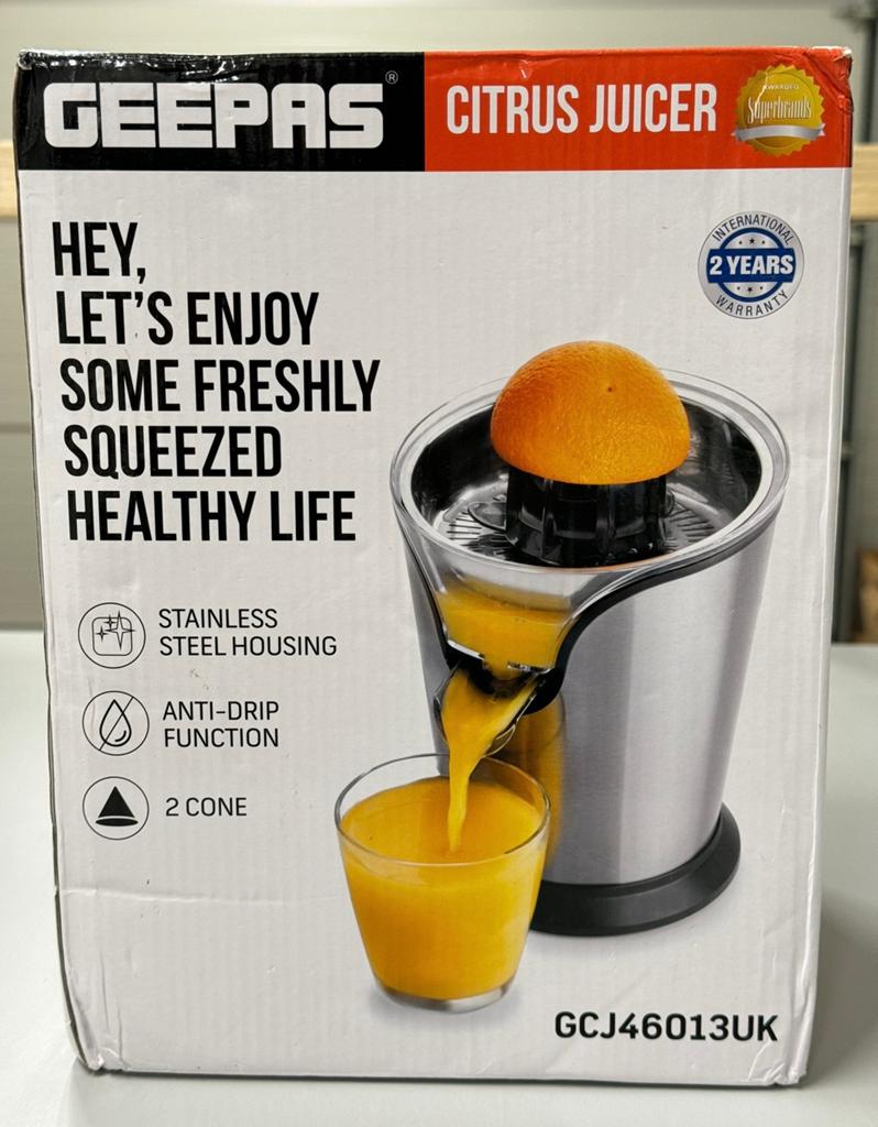 Geepas 100Watt elektrische Citruspers sinaasappel-pers NIEUW, Ophalen of Verzenden, Nieuw, Elektrisch, Citruspers