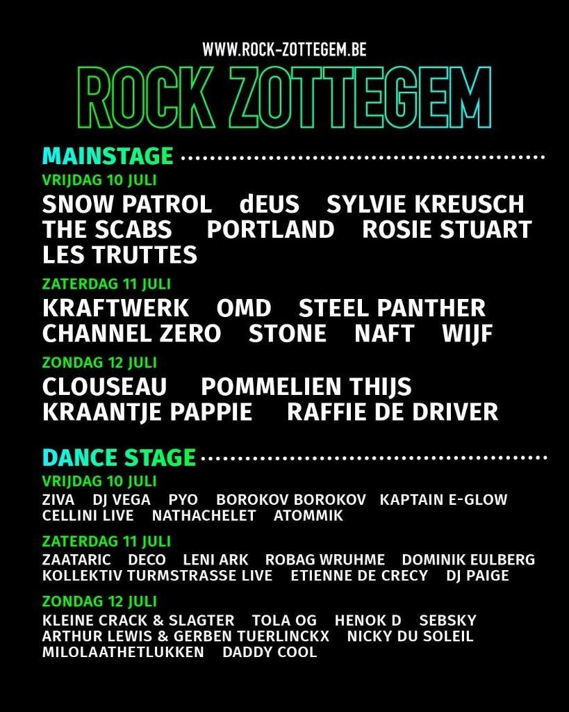 2 e-tickets 11 juli 2026 Rock Zottegem, Twee personen