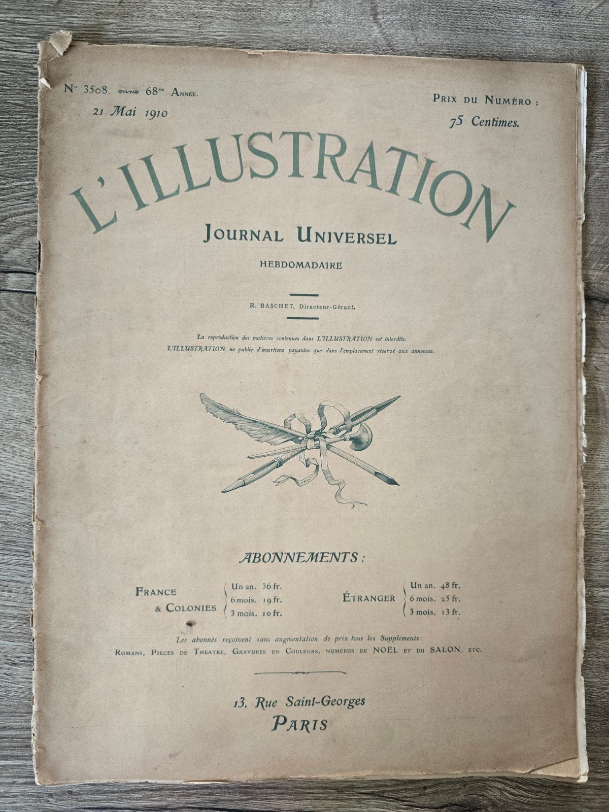 Frans weekblad L'illustration , nr 3508 , 21 mei 1910, Ophalen of Verzenden