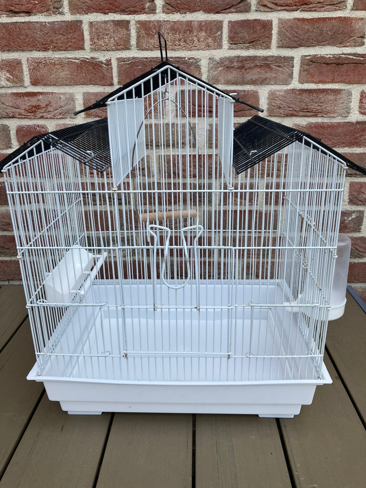 VOGELKOOI WIT/ZWART OPEN DAKJE VOOR GRASPARKIET NU 35 EURO, Dieren en Toebehoren, Vogels | Hokken en Kooien, Zo goed als nieuw