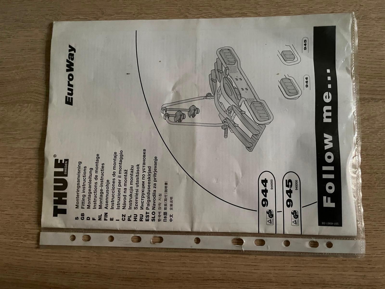 Thule EuroWay 944/945 fietsendrager, Ophalen