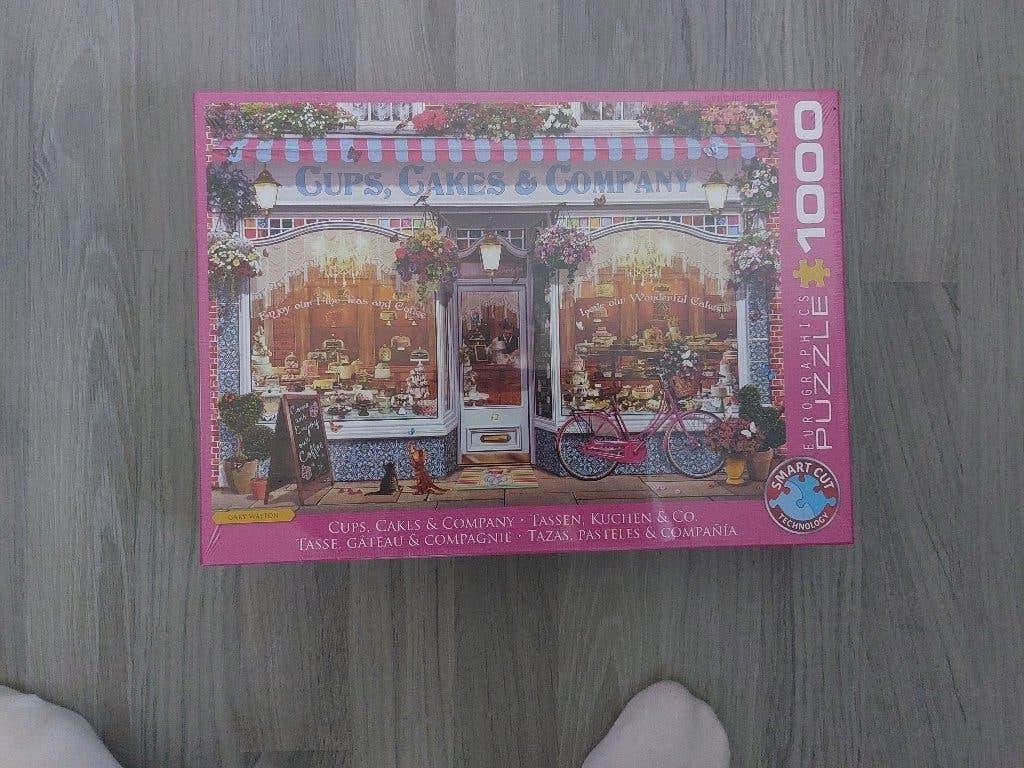 Puzzel Eurographics 1000 stukjes Cups, Cakes,..., Ophalen of Verzenden, 500 t/m 1500 stukjes, Zo goed als nieuw, Legpuzzel