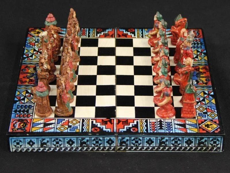 Schaakspel - Inca vs Conquistador - handmade, Ophalen of Verzenden, Nieuw