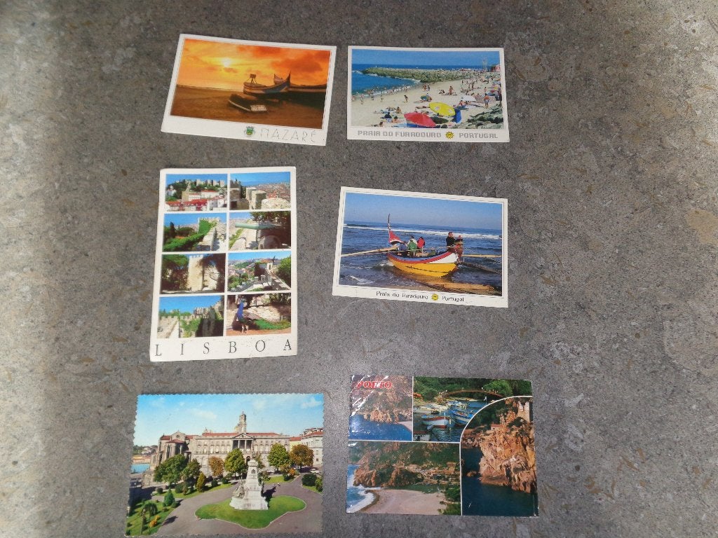 6 oude ansichtkaarten in kleur uit Portugal, Verzamelen, Ophalen
