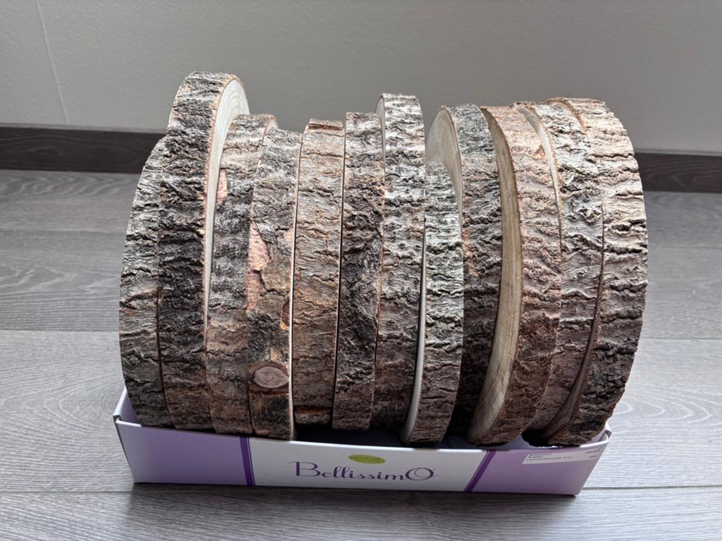 Tafeldecoratie - 12 houten schijven (30x30x3 cm), Huis en Inrichting, Ophalen of Verzenden, Zo goed als nieuw