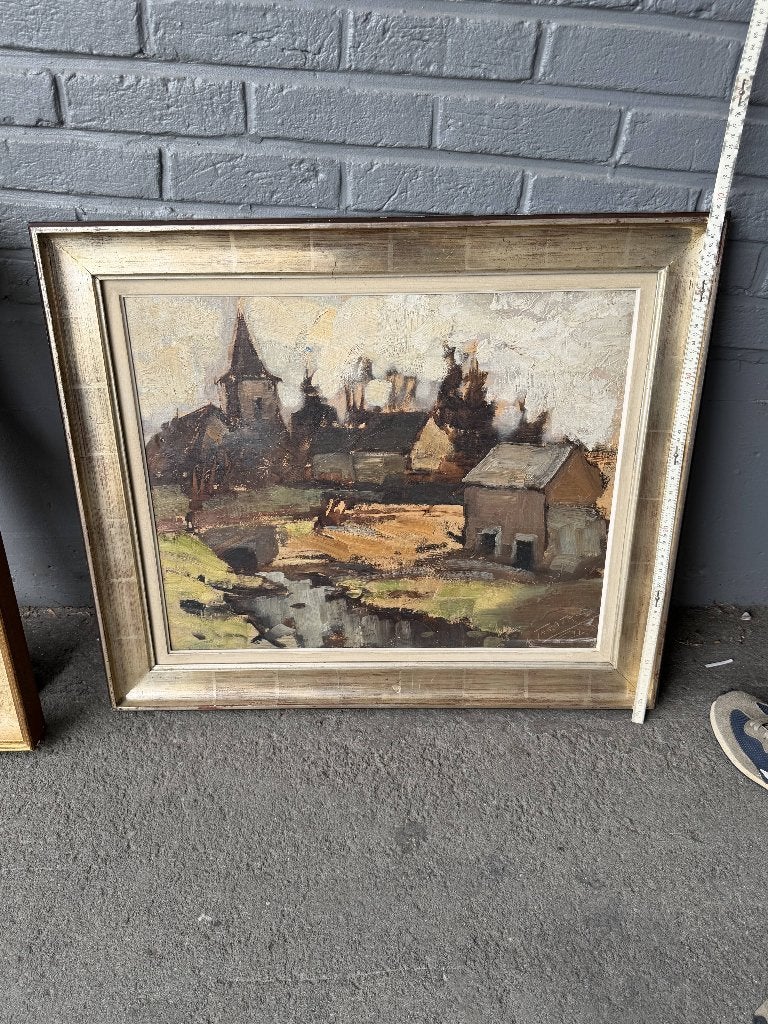 Henri Théatre (1913-1985) – Paysage de Verlaine – Huile, Enlèvement ou Envoi, Peinture à l'huile, Paysage, Signé