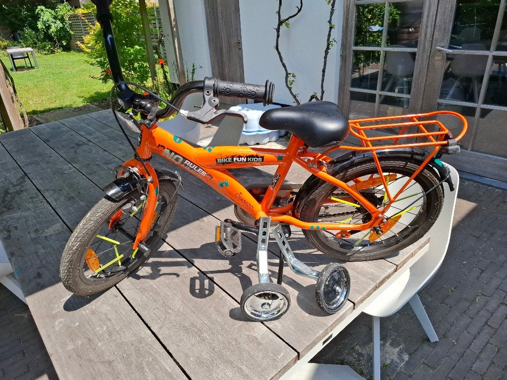 Kinderfiets 16 inch, Ophalen, Zijwieltjes, 16 tot 20 inch, Velgrem