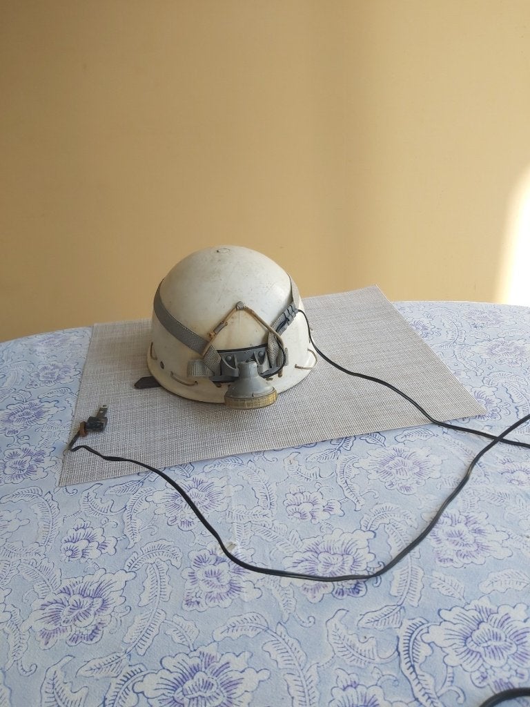 Vintage speleo-helm/geen verzending, Ophalen, Gebruikt