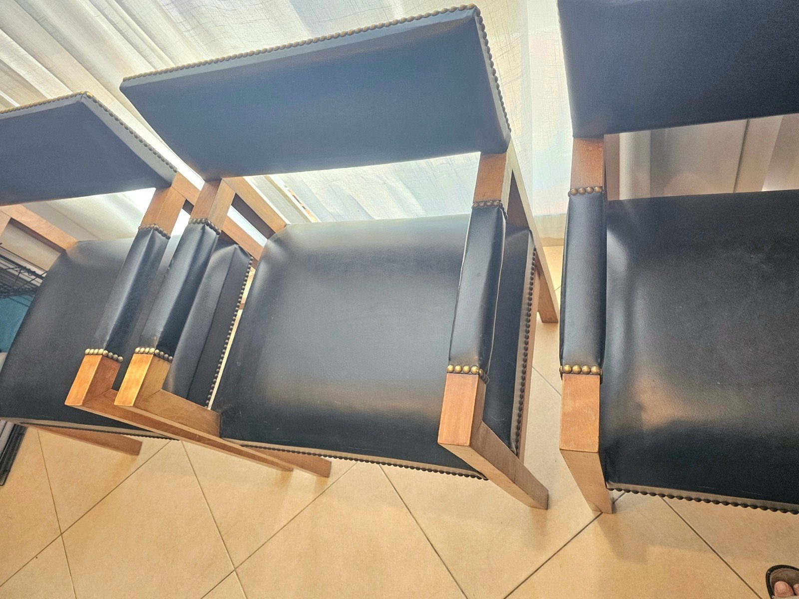 3 chaises simili cuir, Maison & Meubles, Chaises, Noir, Bois, Une