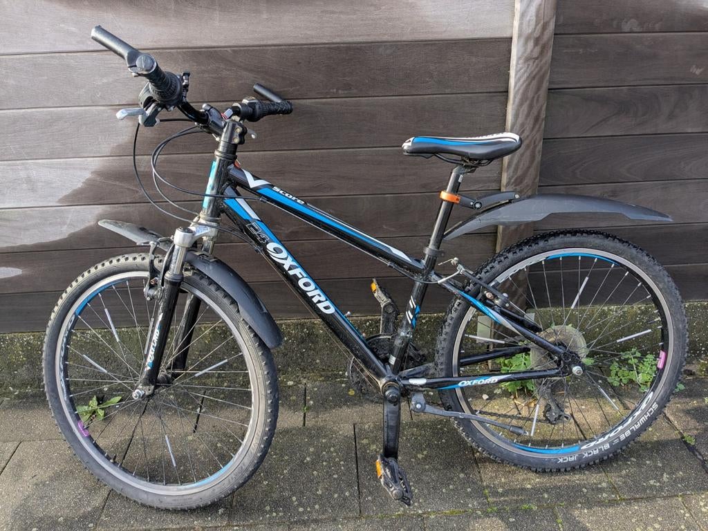 Kinderfiets Oxford zwart met blauw 24 inch, Fietsen en Brommers, Ophalen, Gebruikt, Overige merken