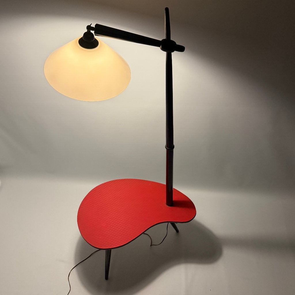 Table d'appoint avec lampe sur pied intégrée, Maison & Meubles, Enlèvement ou Envoi, 150 à 200 cm, Verre, Mid-cantury modern