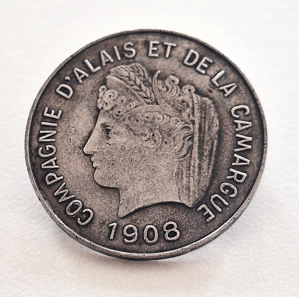 Essay van 5 cent, Compagnie d'Alais et de la Camargue 1908, Postzegels en Munten, Ophalen of Verzenden, Frankrijk, Losse munt