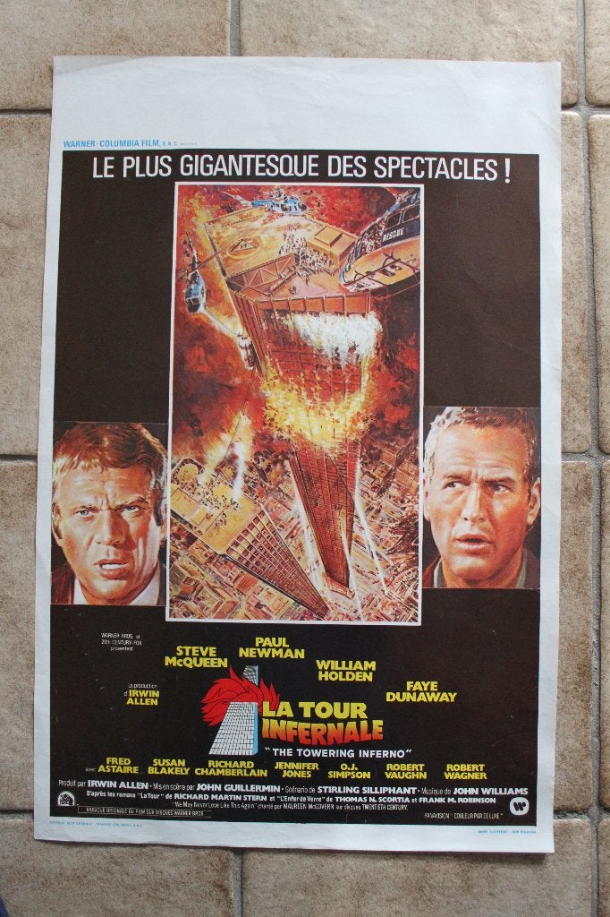 filmaffiche Steve McQueen The Towering Inferno filmposter, Enlèvement ou Envoi, Rectangulaire vertical, A1 jusqu'à A3, Comme neuf