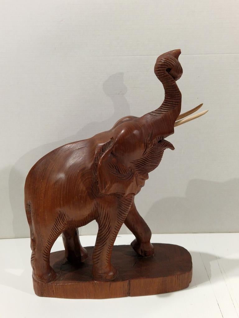 Groot houten olifant met slagtanden, Ophalen of Verzenden