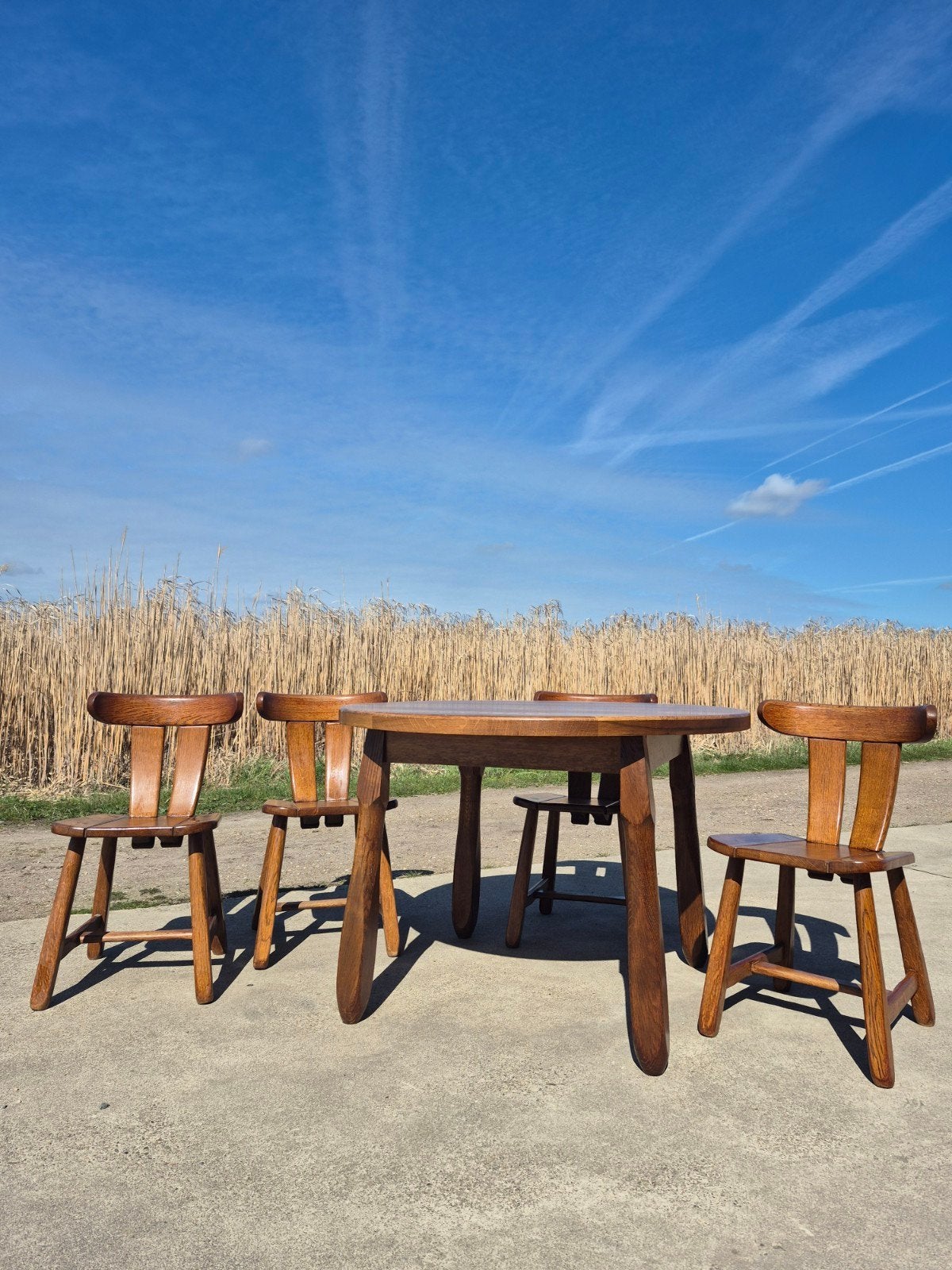 Ensemble de table à manger vintage Depuydt avec 4 chaises, c, Maison & Meubles, Chaises, Brutalistisch, Comme neuf, Enlèvement