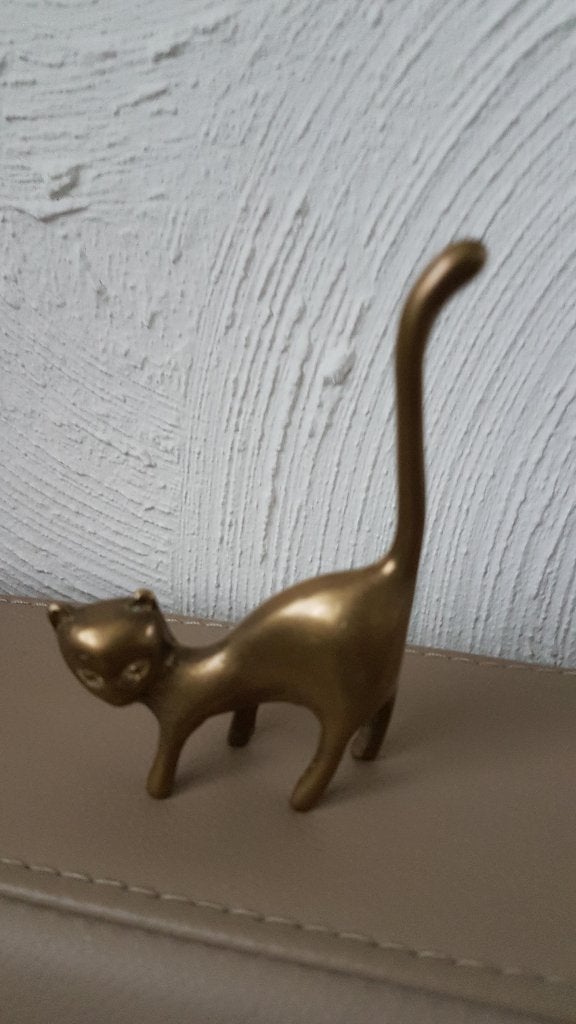Bronzen beeldje kat en boekje over katten, Enlèvement, Neuf, Animal