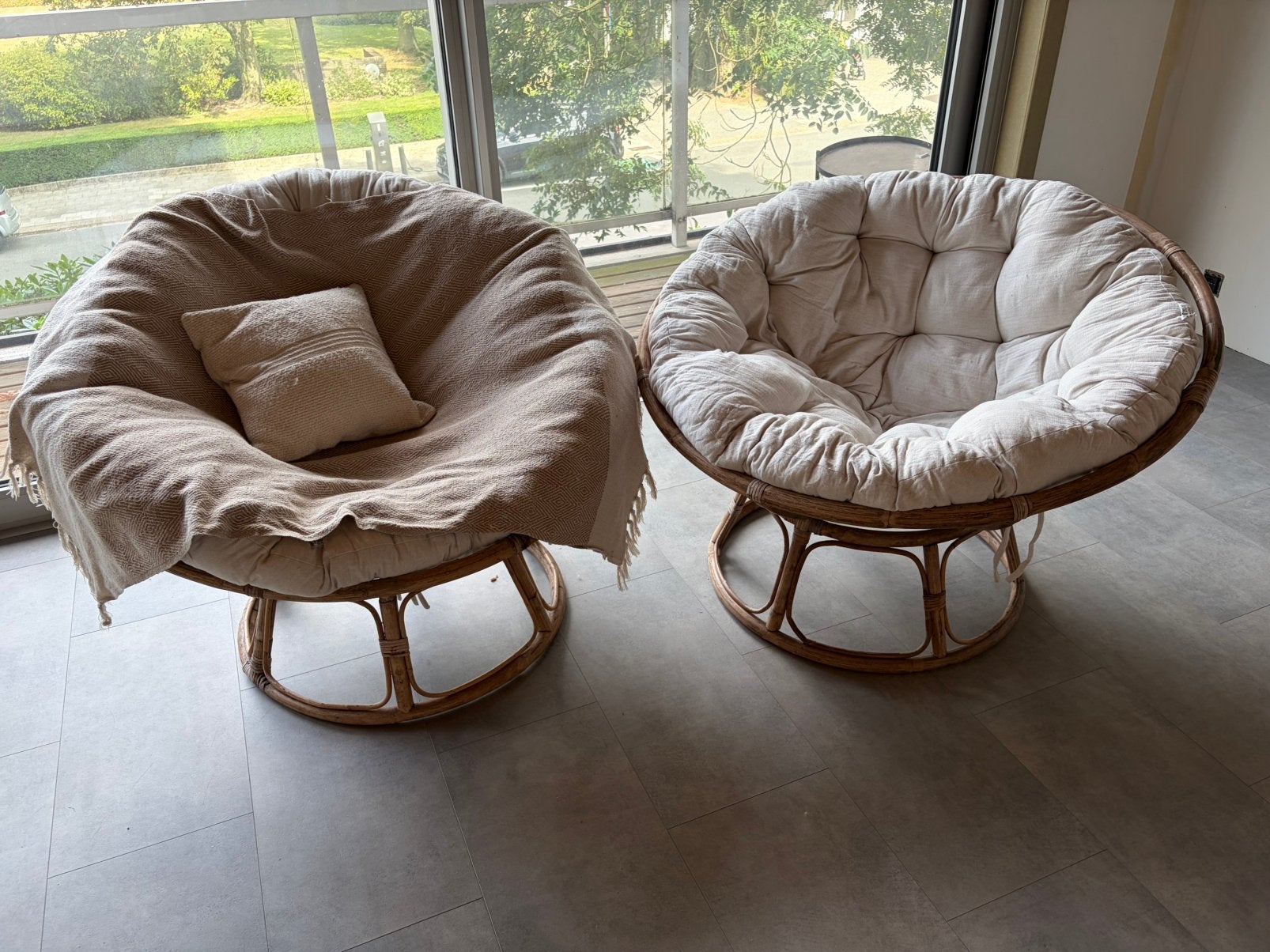 2 chaises longues en bois « Papasan », Rotin, Chaise, Comme neuf, Enlèvement