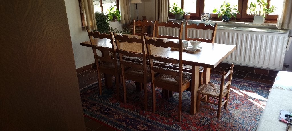 Eettafel, Ophalen, Gebruikt, Eikenhout, 200 cm of meer