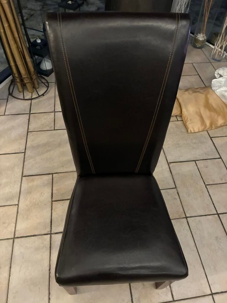 Chaises de salle à manger 8 pièces, Maison & Meubles, Chaises, Hoge rugzitting, Brun, Enlèvement, Cuir