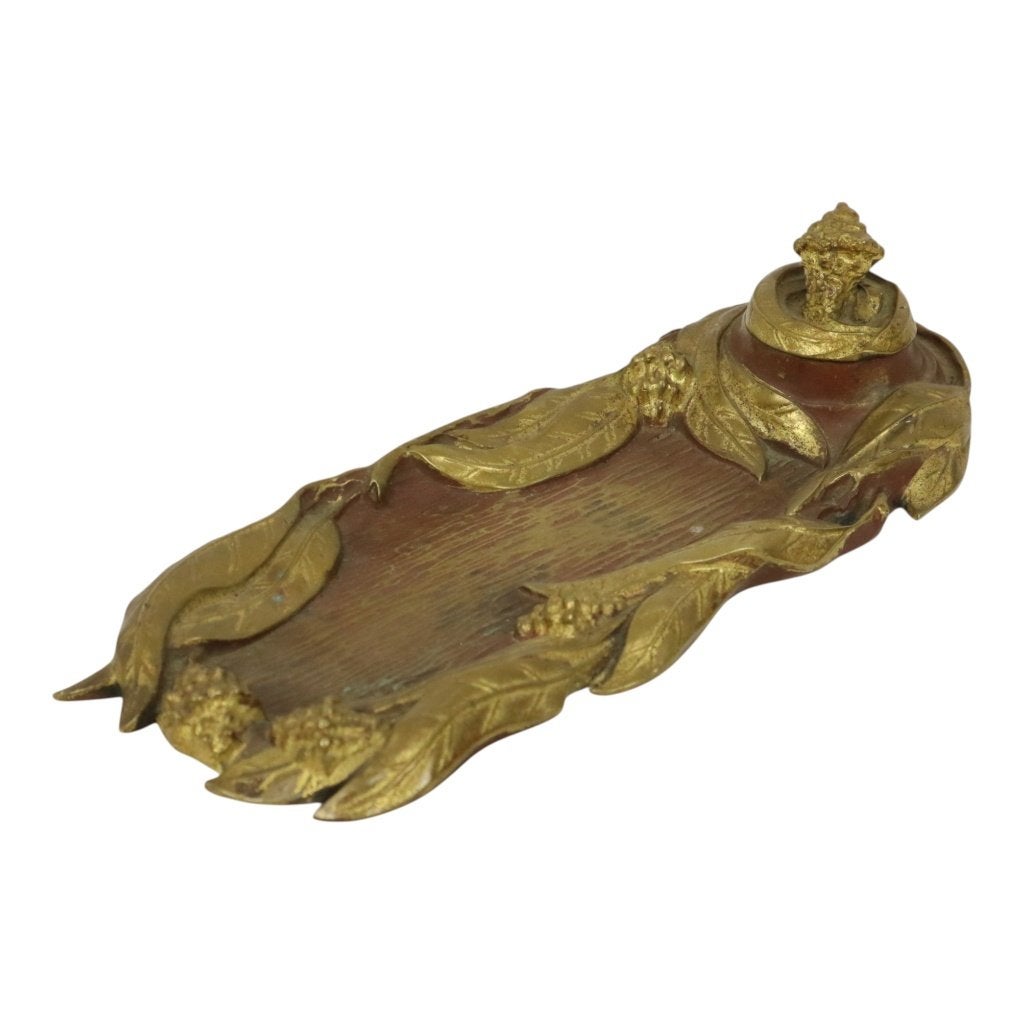 Verguld Bronzen Art Nouveau Inktpot Pennenhouder 20ste Eeuw, Enlèvement ou Envoi, Bronze