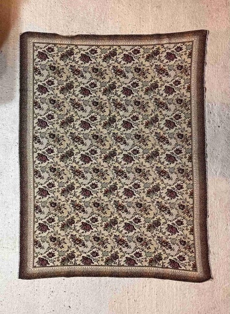 Vintage grand foulard woonkleed tafelkleed  bloemen 166/130, Maison & Meubles, Enlèvement ou Envoi, Comme neuf, Blanc