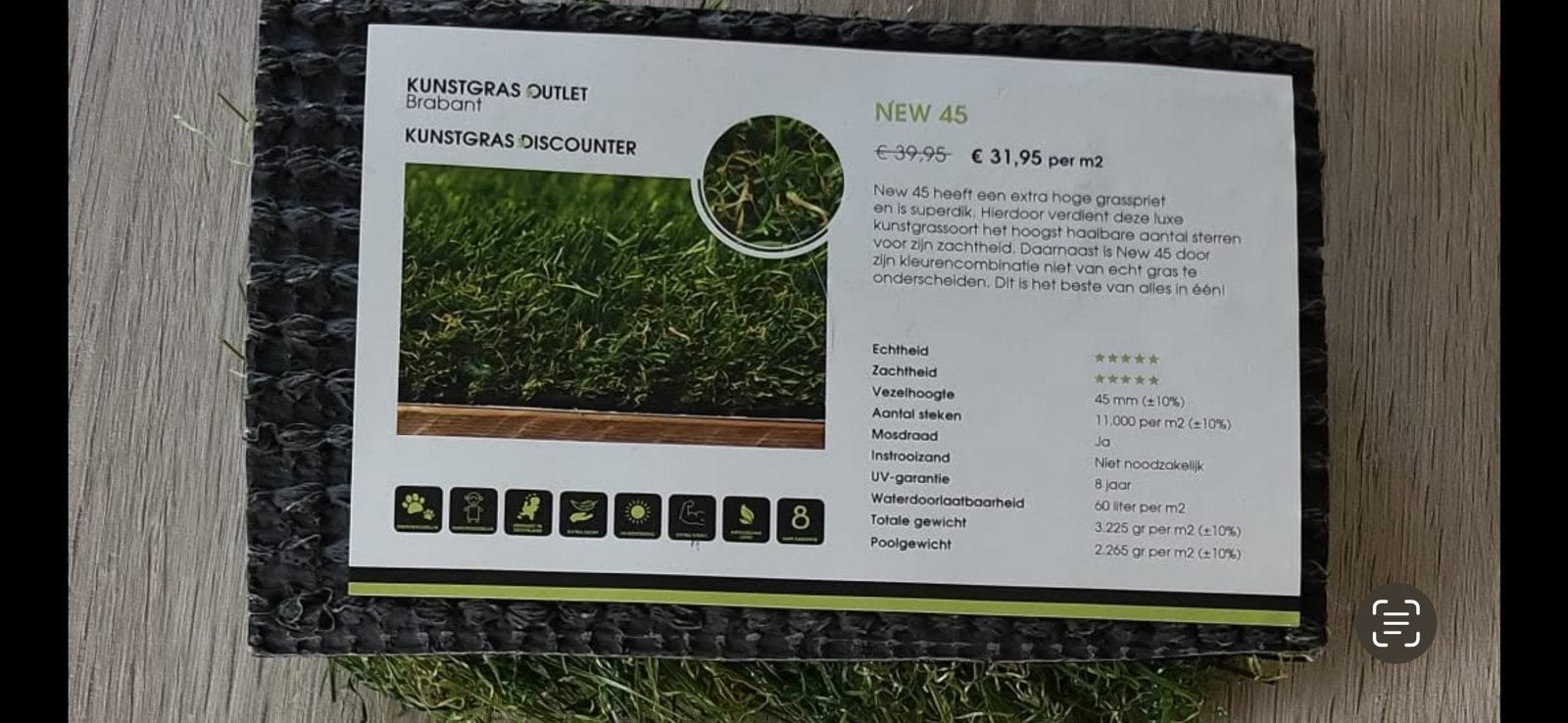 Kunst grasmatten, Ophalen, Nieuw, 10 tot 20 m², Kunstgras