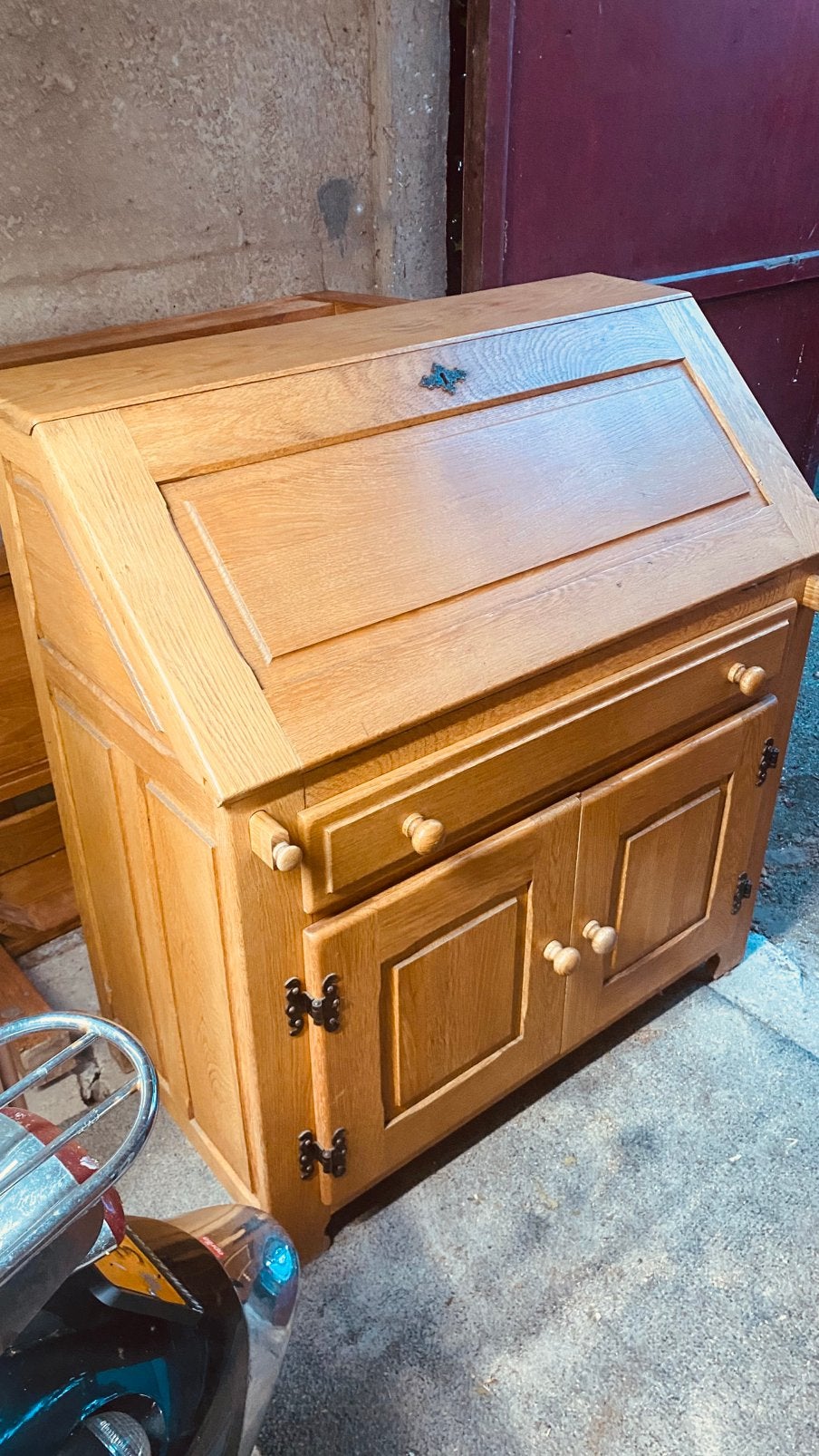 Oud eiken massief secretaire! Met laden en kastje., Ophalen, Zo goed als nieuw