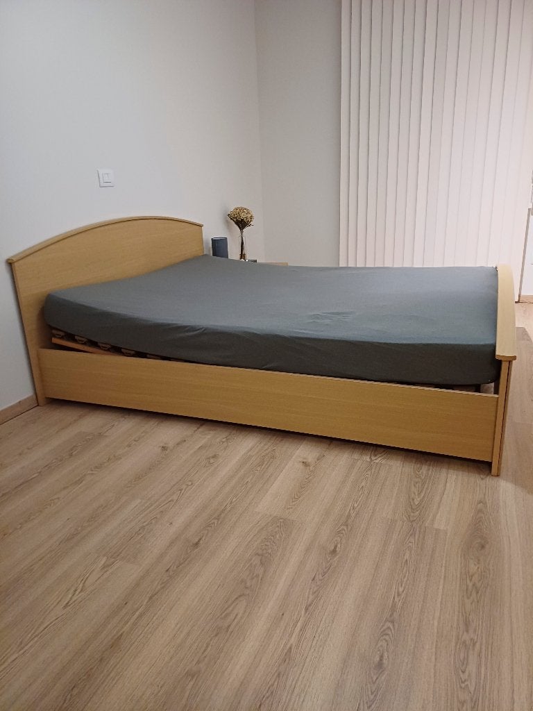 Dubbel bed, Huis en Inrichting, Ophalen, Bruin, Klassiek, Tweepersoons